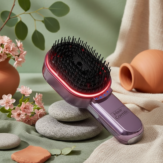 Brosse thérapie capillaire - Violette métalisée - Fond vivant